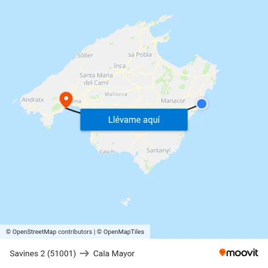 Savines 2 (51001) to Cala Mayor map