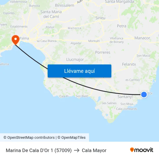 Marina De Cala D'Or 1 (57009) to Cala Mayor map