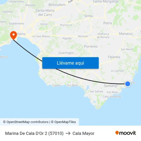 Marina De Cala D'Or 2 (57010) to Cala Mayor map