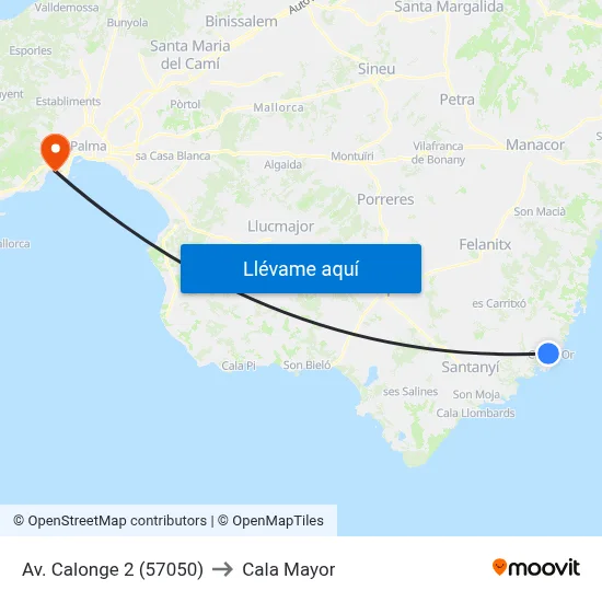 Av. Calonge 2 (57050) to Cala Mayor map
