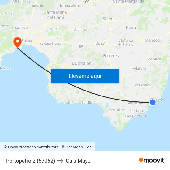 Portopetro 2 (57052) to Cala Mayor map