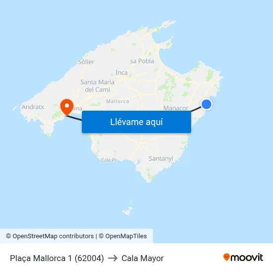 Plaça Mallorca 1 (62004) to Cala Mayor map