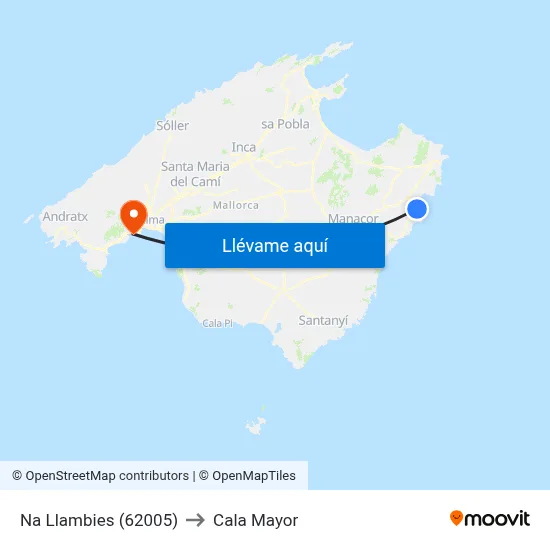 Na Llambies (62005) to Cala Mayor map