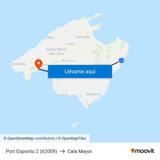 Port Esportiu 2 (62009) to Cala Mayor map