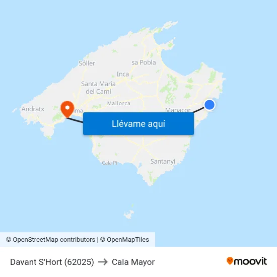 Davant S'Hort (62025) to Cala Mayor map