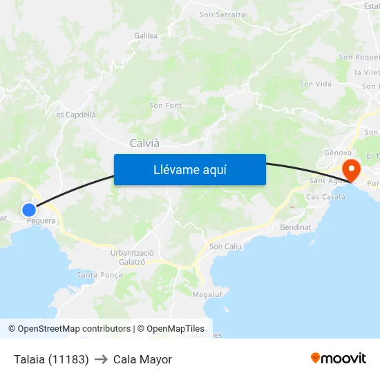 Talaia (11183) to Cala Mayor map