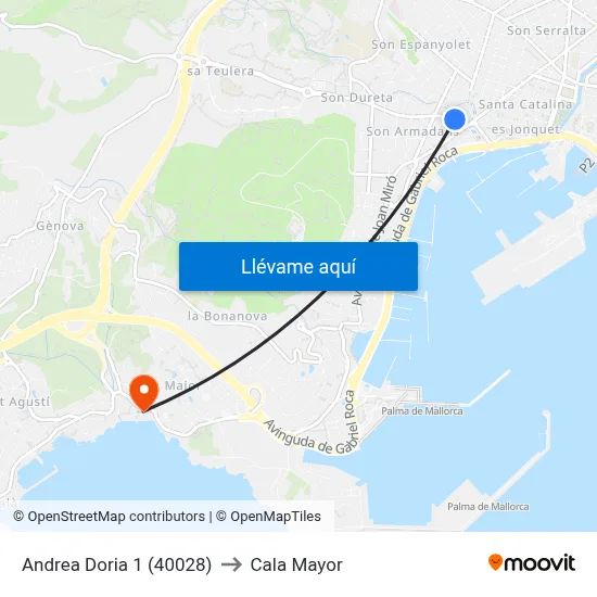 Andrea Doria 1 (40028) to Cala Mayor map