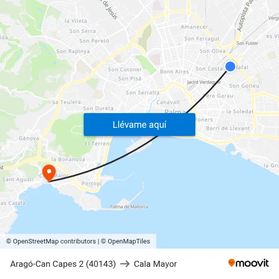 Aragó-Can Capes 2 (40143) to Cala Mayor map