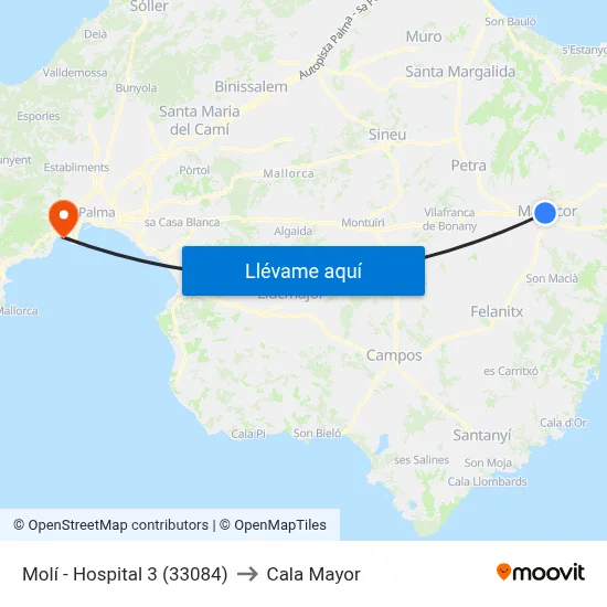 Molí - Hospital 3 (33084) to Cala Mayor map