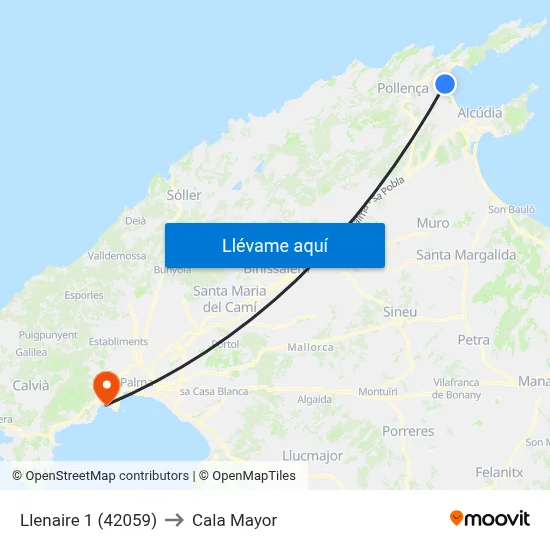 Llenaire 1 (42059) to Cala Mayor map