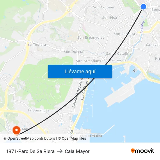 1971-Parc De Sa Riera to Cala Mayor map