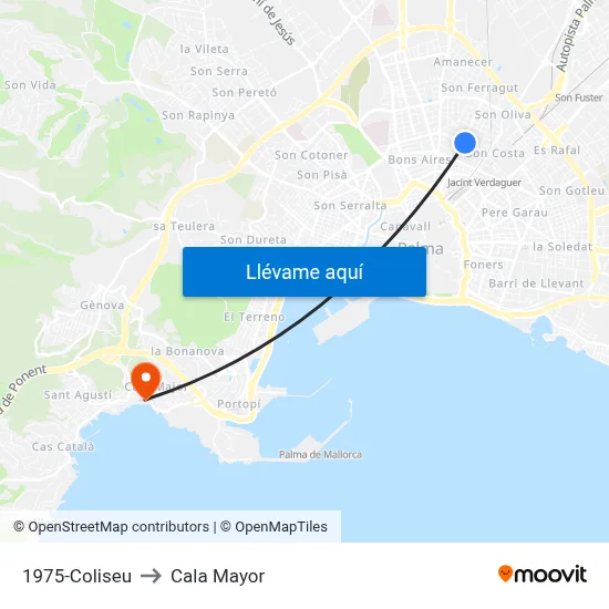 1975-Coliseu to Cala Mayor map