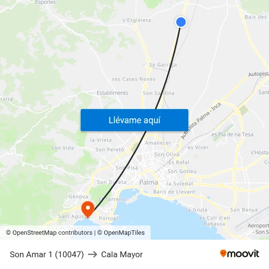 Son Amar 1 (10047) to Cala Mayor map