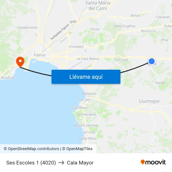 Ses Escoles 1 (4020) to Cala Mayor map