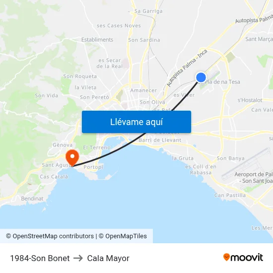 1984-Son Bonet to Cala Mayor map