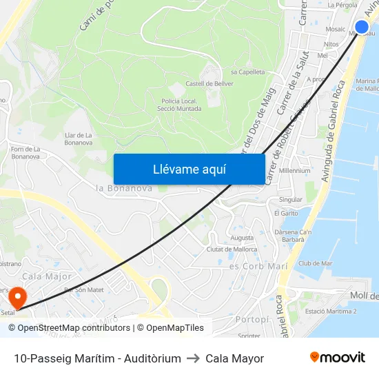 10-Passeig Marítim - Auditòrium to Cala Mayor map