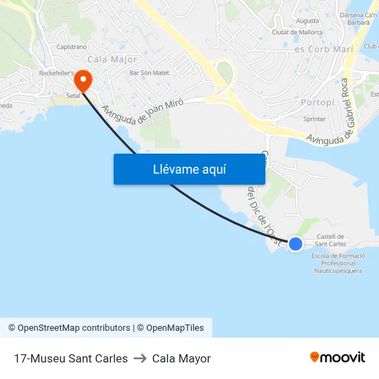 17-Museu Sant Carles to Cala Mayor map
