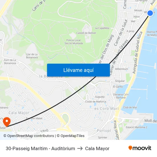 30-Passeig Marítim - Auditòrium to Cala Mayor map