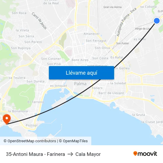 35-Antoni Maura - Farinera to Cala Mayor map