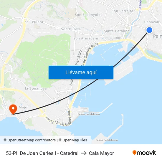 53-Pl. De Joan Carles I - Catedral to Cala Mayor map