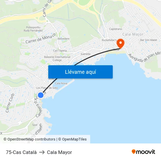 75-Cas Català to Cala Mayor map