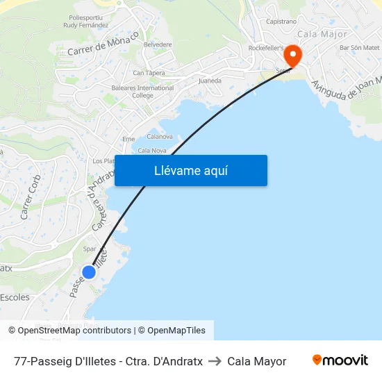 77-Passeig D'Illetes - Ctra. D'Andratx to Cala Mayor map