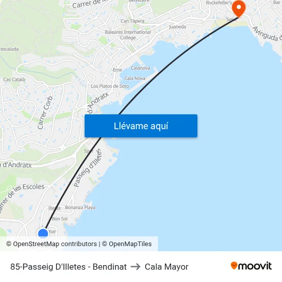 85-Passeig D'Illetes - Bendinat to Cala Mayor map