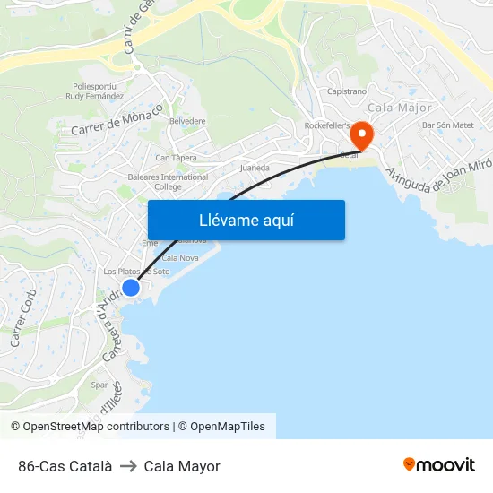 86-Cas Català to Cala Mayor map