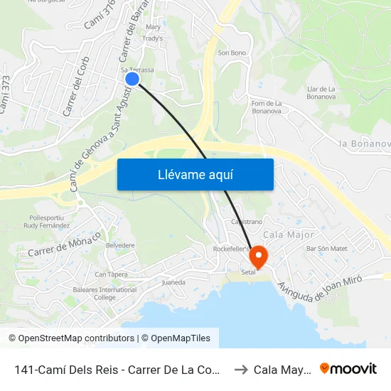 141-Camí Dels Reis - Carrer De La Coma to Cala Mayor map