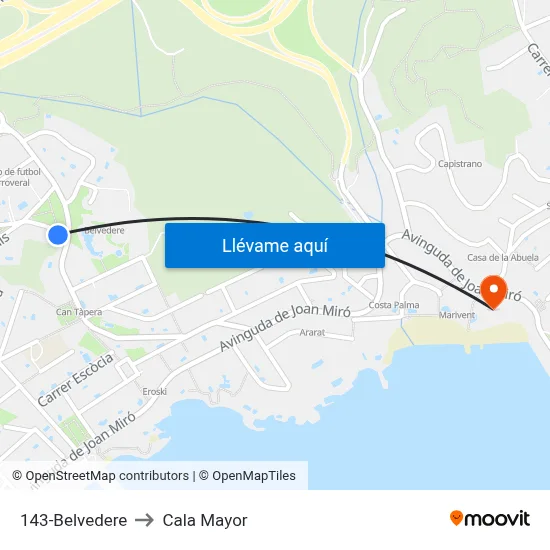 143-Belvedere to Cala Mayor map