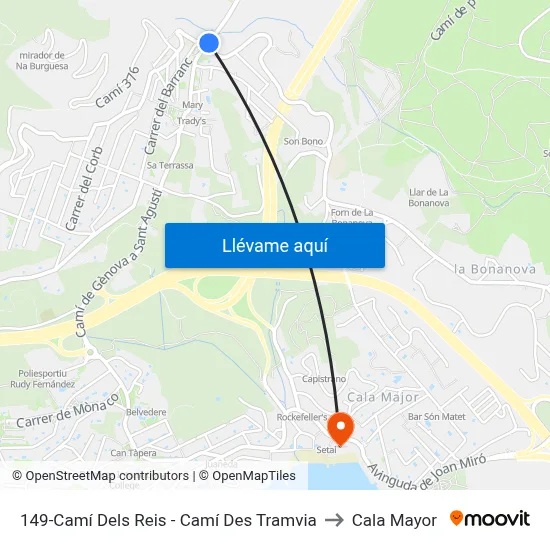 149-Camí Dels Reis - Camí Des Tramvia to Cala Mayor map