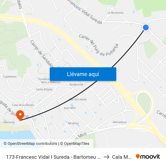 173-Francesc Vidal I Sureda - Bartomeu Pons I Coll to Cala Mayor map