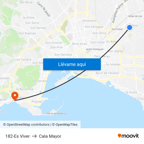 182-Es Viver to Cala Mayor map