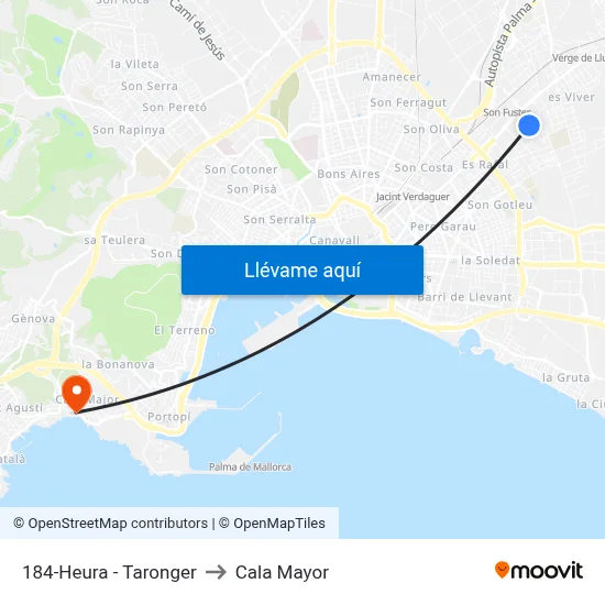 184-Heura - Taronger to Cala Mayor map