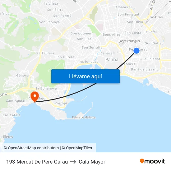 193-Mercat De Pere Garau to Cala Mayor map