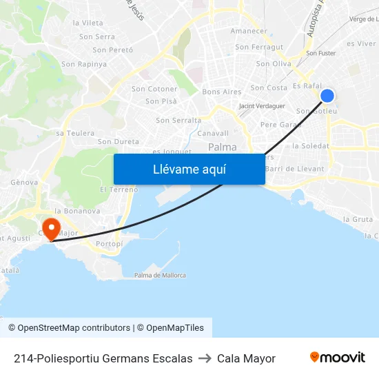 214-Poliesportiu Germans Escalas to Cala Mayor map