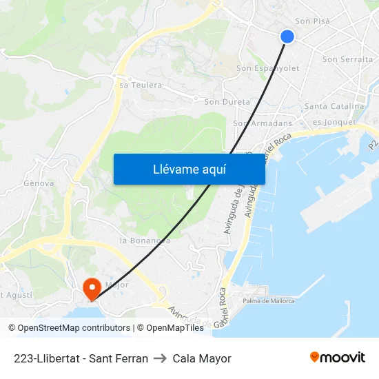 223-Llibertat - Sant Ferran to Cala Mayor map