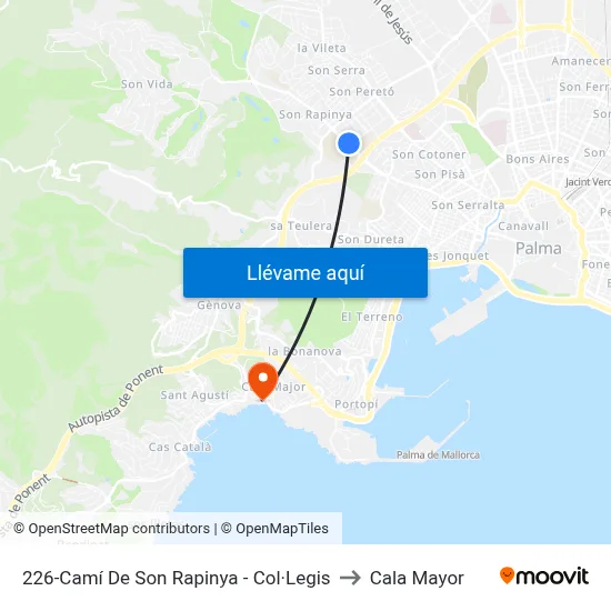 226-Camí De Son Rapinya - Col·Legis to Cala Mayor map