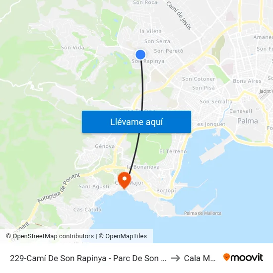 229-Camí De Son Rapinya - Parc De Son Muntaner to Cala Mayor map