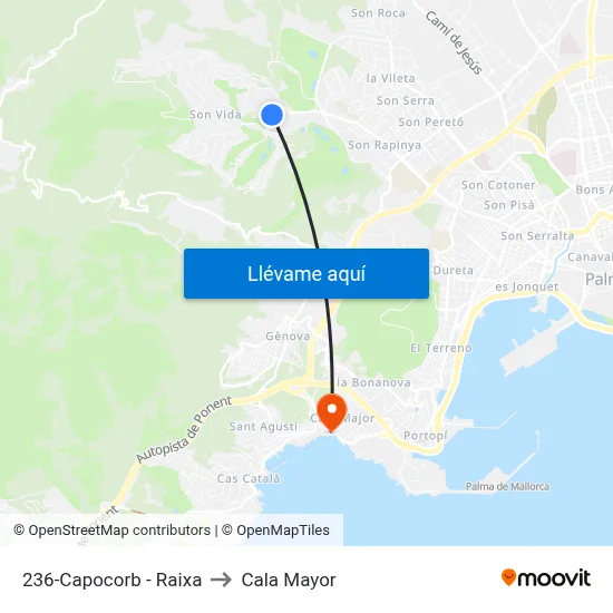 236-Capocorb - Raixa to Cala Mayor map