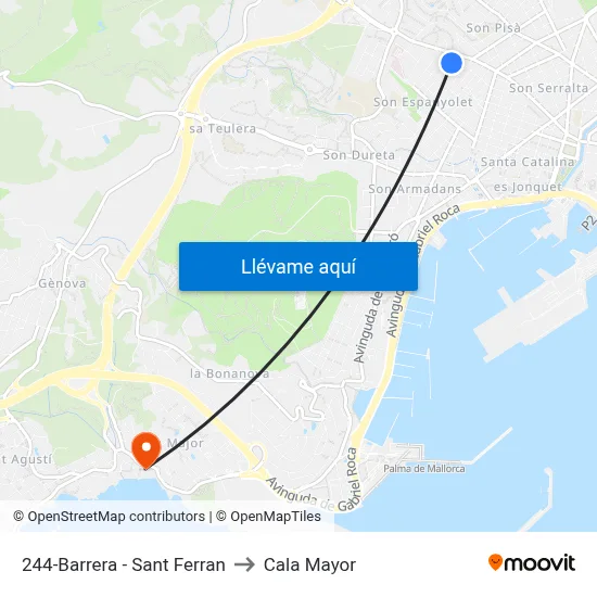 244-Barrera - Sant Ferran to Cala Mayor map