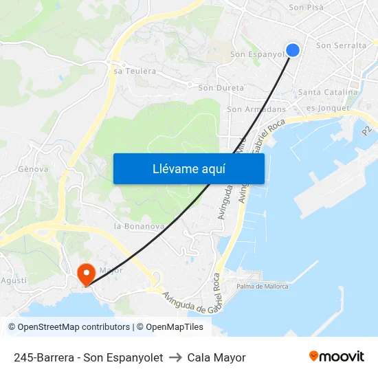 245-Barrera - Son Espanyolet to Cala Mayor map