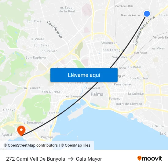272-Camí Vell De Bunyola to Cala Mayor map