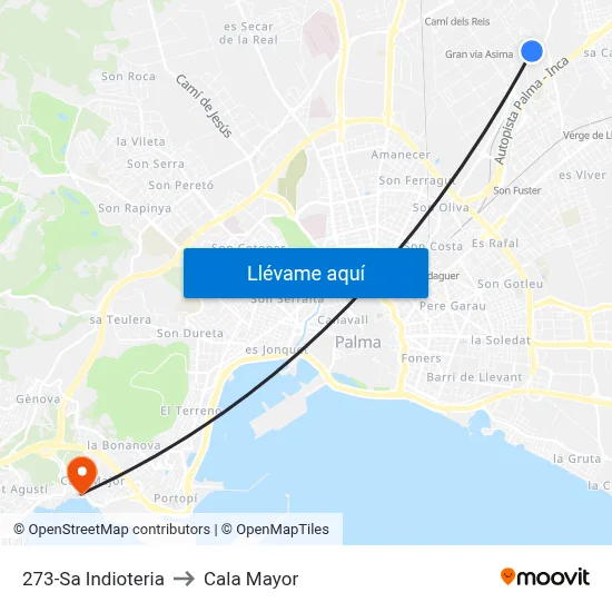 273-Sa Indioteria to Cala Mayor map
