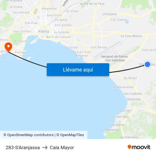 283-S'Aranjassa to Cala Mayor map