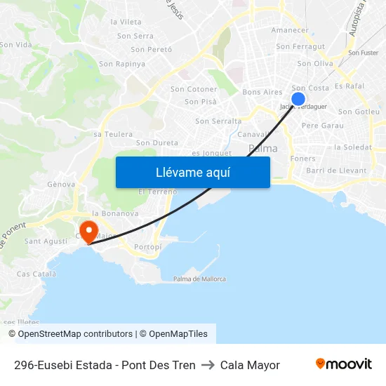 296-Eusebi Estada - Pont Des Tren to Cala Mayor map