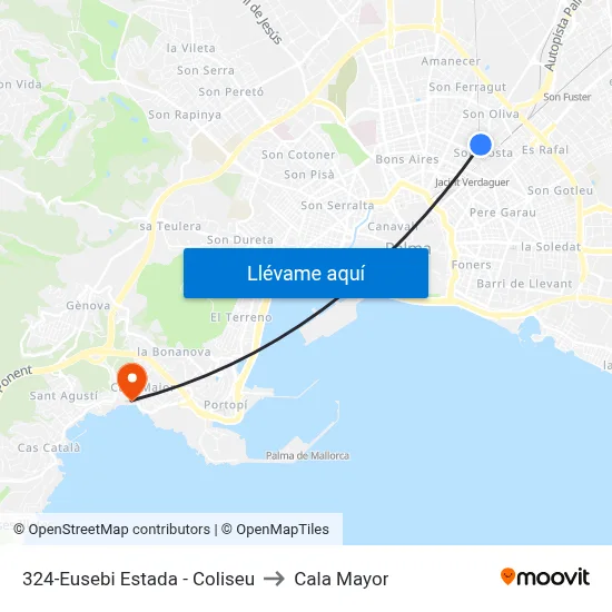 324-Eusebi Estada - Coliseu to Cala Mayor map