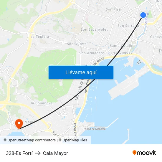 328-Es Fortí to Cala Mayor map