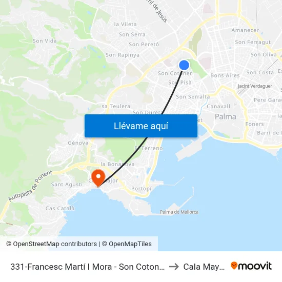 331-Francesc Martí I Mora - Son Cotoner to Cala Mayor map