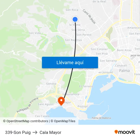 339-Son Puig to Cala Mayor map